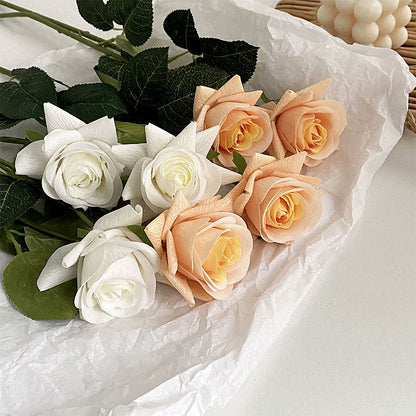 Luxurious Touch Realistic Faux Rose Bouquet - Elegant Home Décor for Living Room or Dining Table Centerpiece