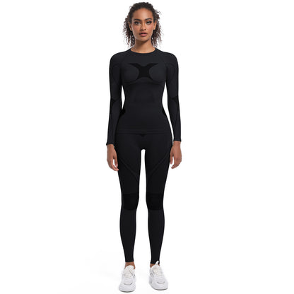 Seamless High Elastic Long Sleeve Ski Suit Body Shaping Set for Women for Running Cycling Yoga and Outdoor Sports