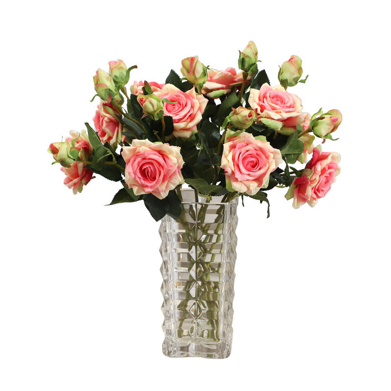 Luxurious Two-Head Rose Bouquet - Realistic Faux Flowers for Elegant Home and Hotel Decor in Living Room and Bedroom