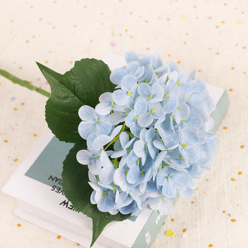 Realistic Small Branch Hand-Finished Hydrangea Stem - Elegant Faux Floral Arrangement for Home Decor, Photography Props, and Living Room Accents