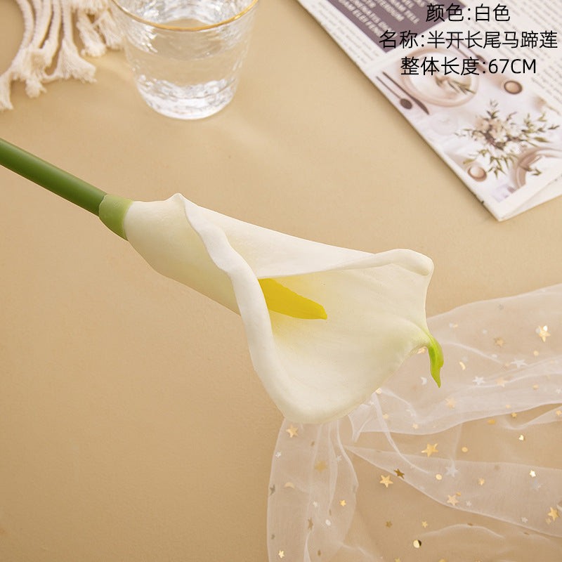 Elegant Long-Branch Calla Lily Bouquet - Realistic Faux Flower Arrangement for Home Decor and Wedding Celebrations | Ideal for Any Special Occasion (Model MW01505)