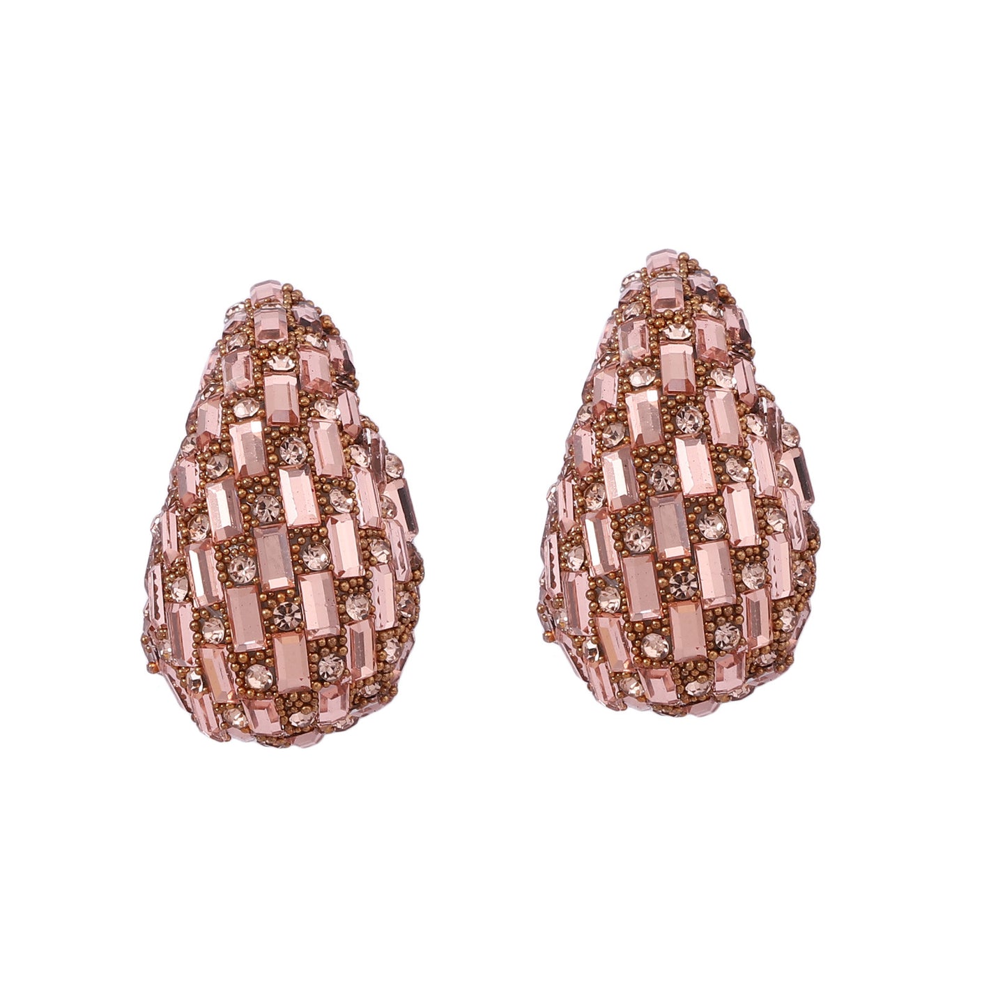 Trendy Droplet Gradient Colored Glass Ear Studs with Full Sparkling Crystals - Chic, Versatile, and Elegant Jewelry for Every Occasion