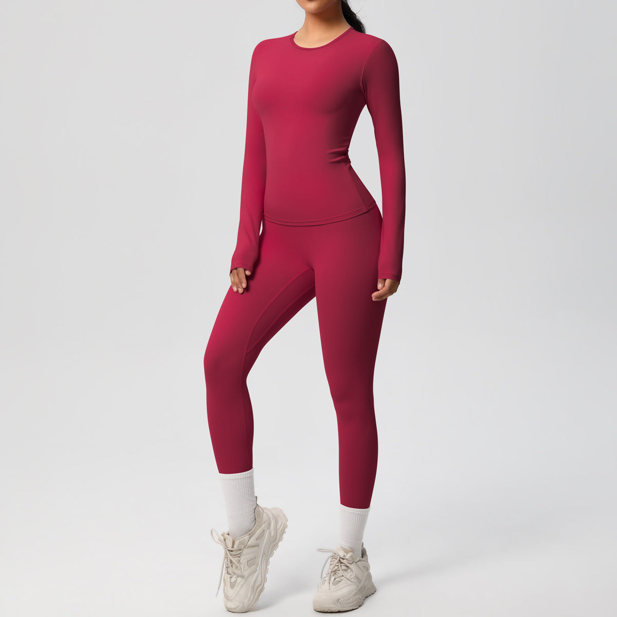 Quick Dry Skin Friendly Full Sleeve Yoga Suit with Slimming Fitness Leggings Outdoor Running and Workout Outfit for Women