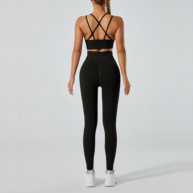 Yoga Outfit Set Beautiful Back Yoga Tank Top with High Waisted Fitness Leggings for Outdoor Sports Active Lifestyle