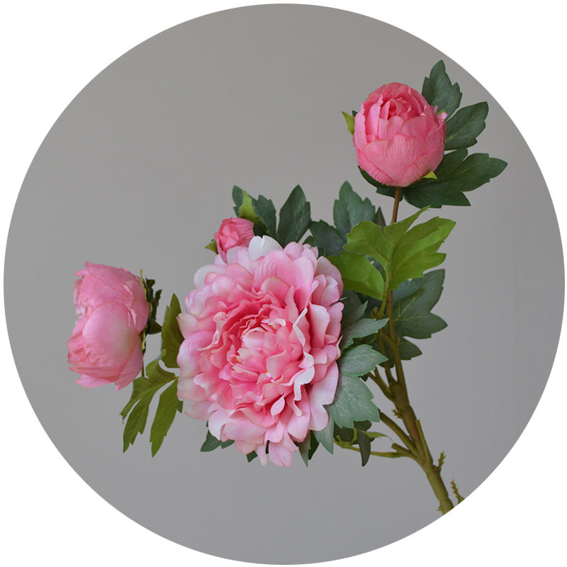 Luxury Home Decor Faux Flower Arrangement - Elegant 4-Head Peony and Silk Peony Art for Living Room Aesthetic