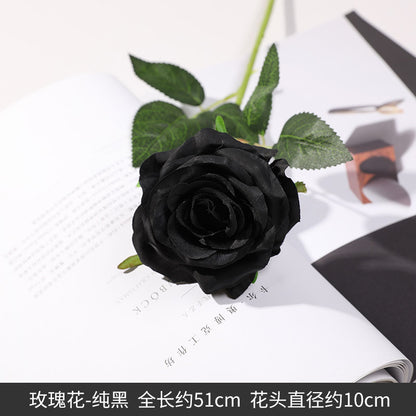 Elegant Black Rose Artificial Flower – Single Decorative Faux Flower for Dark Aesthetic Home Decor, Stunning Photography Prop, Perfect for Living Room Centerpieces and Unique Floral Arrangements