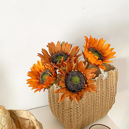 Stunning Faux Sunflower Bouquet – Rustic American Style Silk Flowers for Home Decor, Living Room Arrangements, and Photography Props