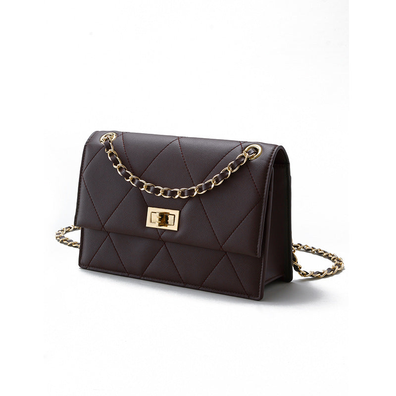 Genuine Leather Vintage Inspired Korean Chic Quilted Chain Shoulder Bag for Women Crossbody Purse with Luxurious Appeal