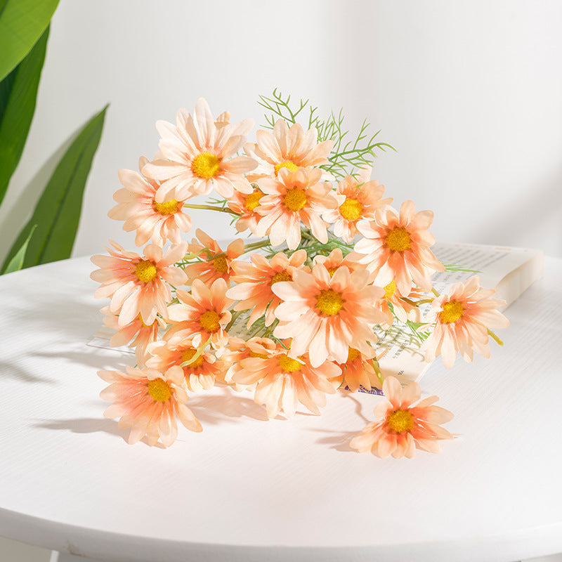 Artificial Chamomile and Mini Daisy Flower Bouquet - Realistic Decorative Flora for Living Room and Dining Table - Eco-Friendly Plastic Home Décor