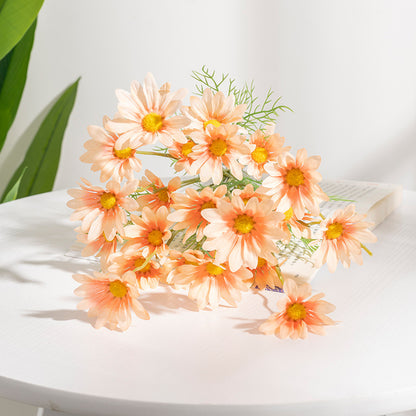 Artificial Chamomile and Mini Daisy Flower Bouquet - Realistic Decorative Flora for Living Room and Dining Table - Eco-Friendly Plastic Home Décor