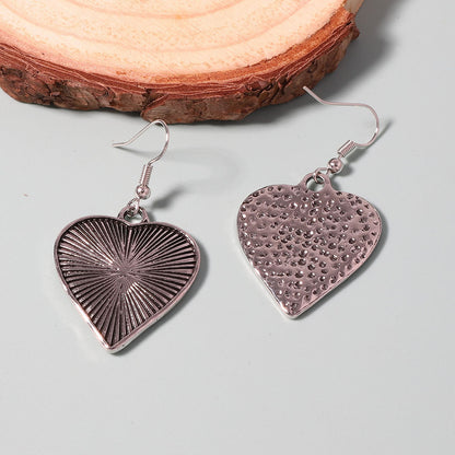 Vintage Goth-Inspired Geometric Heart-Shaped Pendant Layered Necklace and Earring Set for Women – Unique Double-Strand Chain Jewelry for a Bold Statement