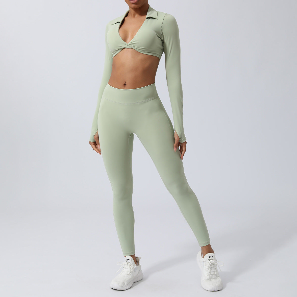 High Waisted Sculpting Yoga Pants and Quick Dry Long Sleeve T Shirt Fitness Set with Built In Bra for Comfort During Workouts