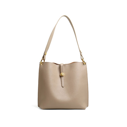 Elegant Women's Autumn Large Capacity Mother and Child Bag Unique Design Genuine Leather Shoulder and Handheld Bucket Bag for Fashion Forward Women