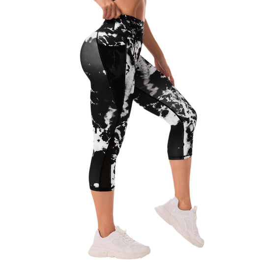 High Waisted Printed Women's Active Pants Comfortable Wide Leg Yoga Leggings for Effortless Style and Peach Butt Lift 7 8 Workout Trousers for Gym and Everyday Wear