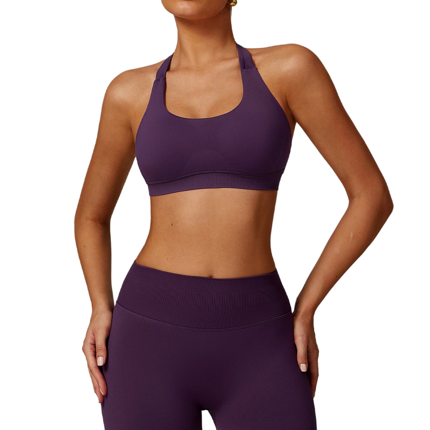 Women's Quick Dry Yoga Bra with Supportive Halter Neck and Stretchy Comfort for Fitness Running and Training Style 7755 1