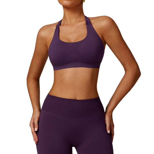 Women's Quick Dry Yoga Bra with Supportive Halter Neck and Stretchy Comfort for Fitness Running and Training Style 7755 1