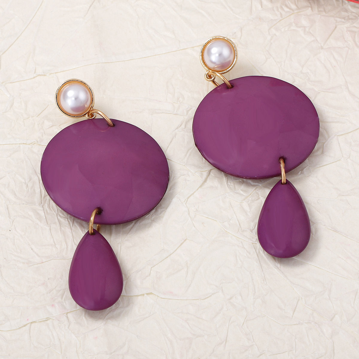 Bohemian-Inspired Statement Geometric Oval Earrings with Faux Pearls - Unique Casual Women's Ear Jewelry for a Stylish Look
