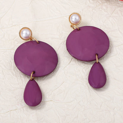 Bohemian-Inspired Statement Geometric Oval Earrings with Faux Pearls - Unique Casual Women's Ear Jewelry for a Stylish Look