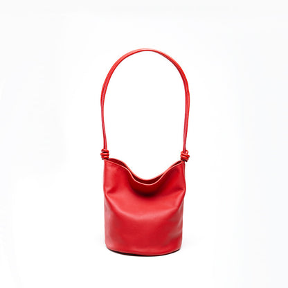Spring One Shoulder Bag for Women Grain Leather Crossbody Bucket Bag