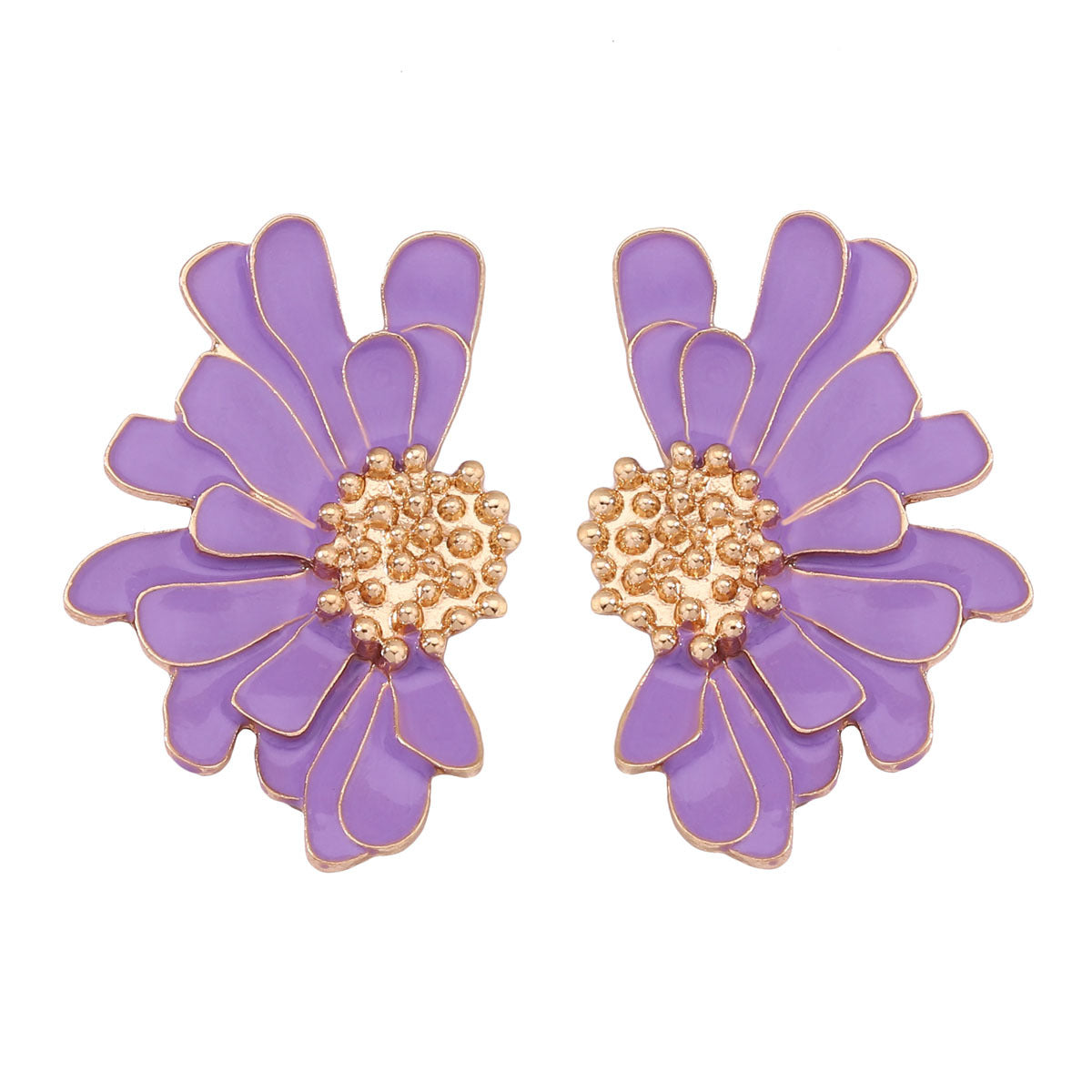 Alloy Enamel Floral Earrings - Stylish and Simple Flower Studs for a Fresh Accessory Look