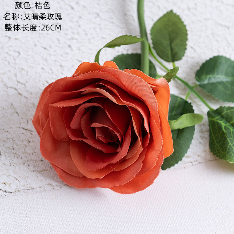 Elegant AI Qinger Single Stem Artificial Rose - Perfect for Home Decor, Weddings, and Gifts - Lifelike Greenery Ornament PJ1001