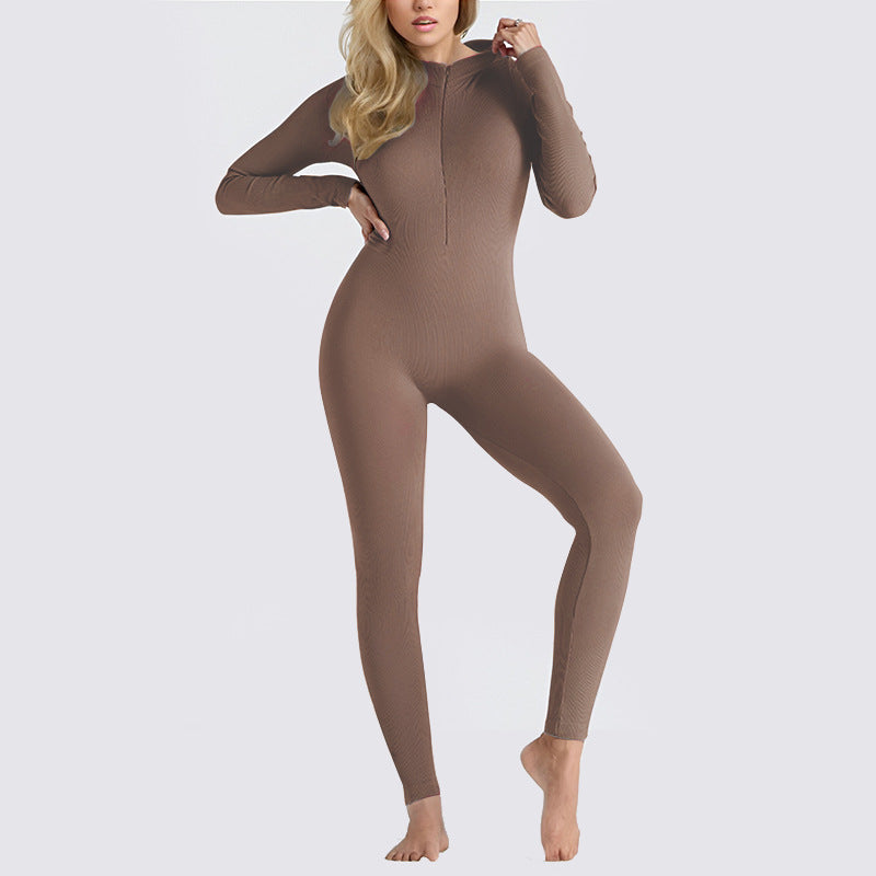 High Performance Long Sleeve Yoga Bodysuit for Women Stretchy Zip Up Activewear for Intense Workouts Fit Breathable and