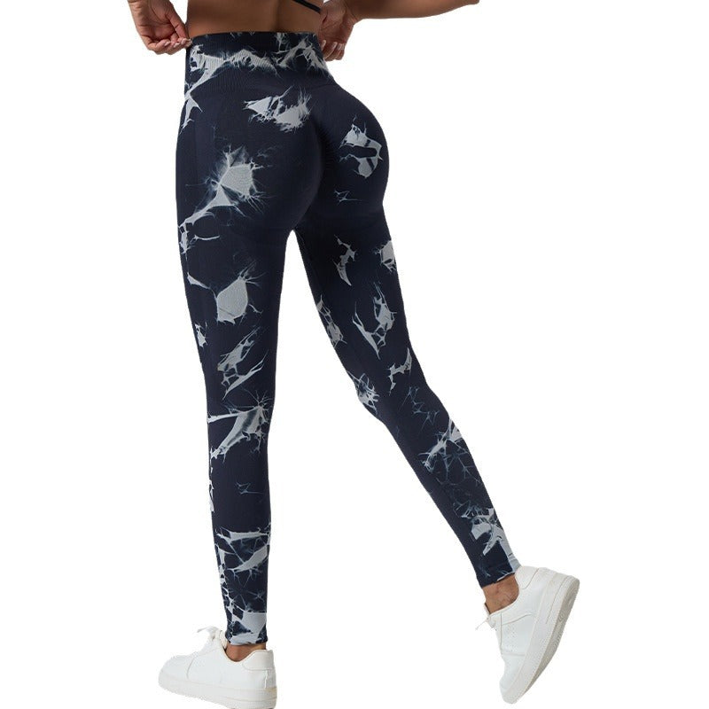 High Waisted Tie Dye Yoga Pants for Women Butt Lifting No Show Seam 3 4 Length Leggings for Comfort and Performance