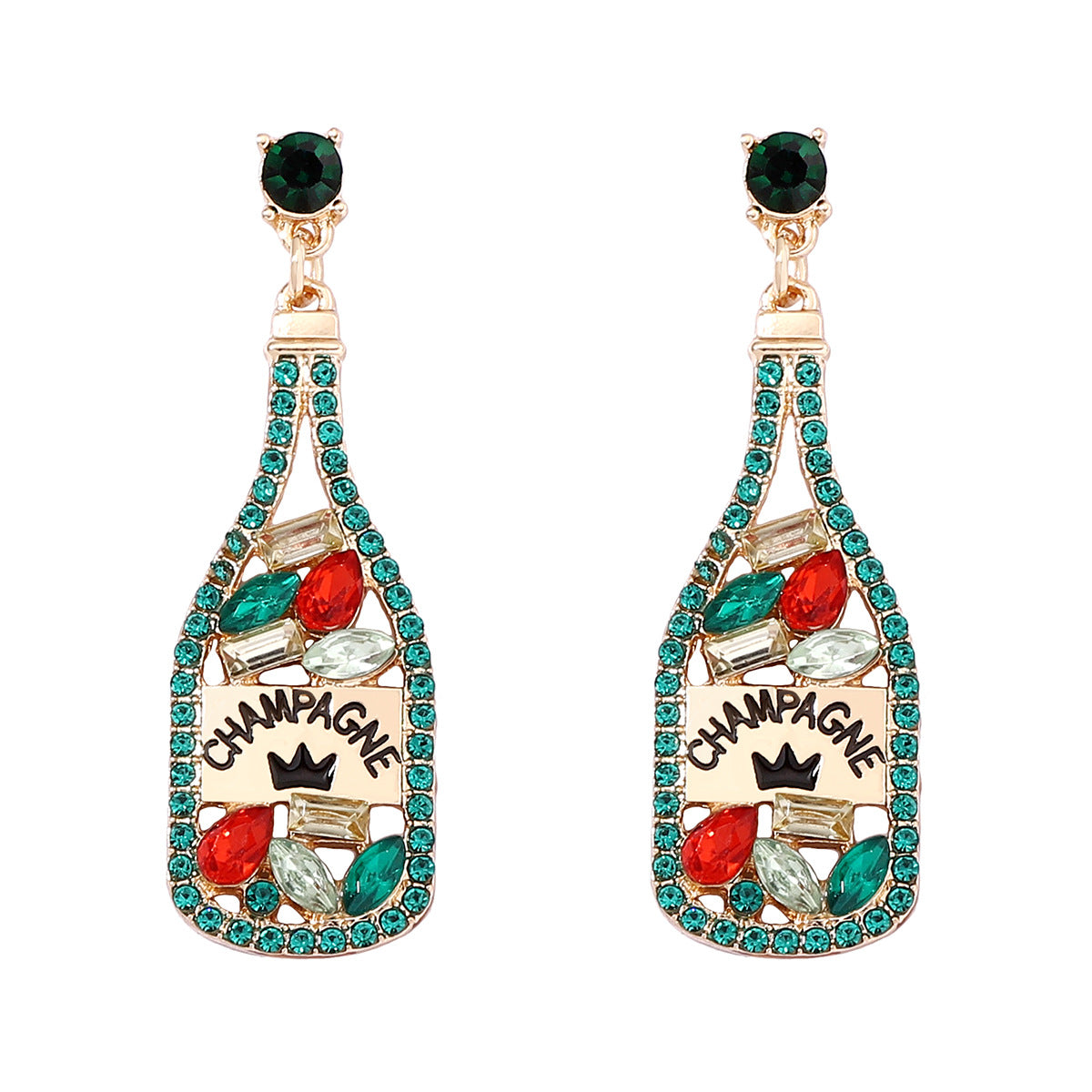 Personalized Element-Inspired Rhinestone Letter Bottle Charm Earrings for Women – Trendy and Unique Fashion Statement