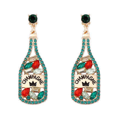 Personalized Element-Inspired Rhinestone Letter Bottle Charm Earrings for Women – Trendy and Unique Fashion Statement