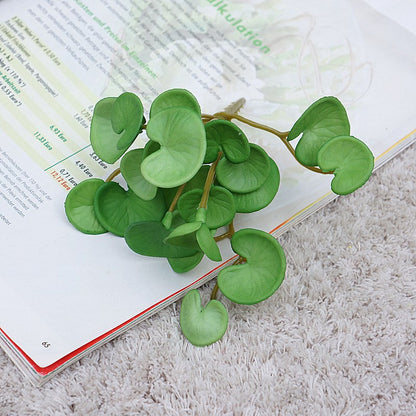 Mini Soft Silicone Money Plant - Realistic Red Anthurium Leaves - Artificial Greenery for Home Décor and Landscape Decoration