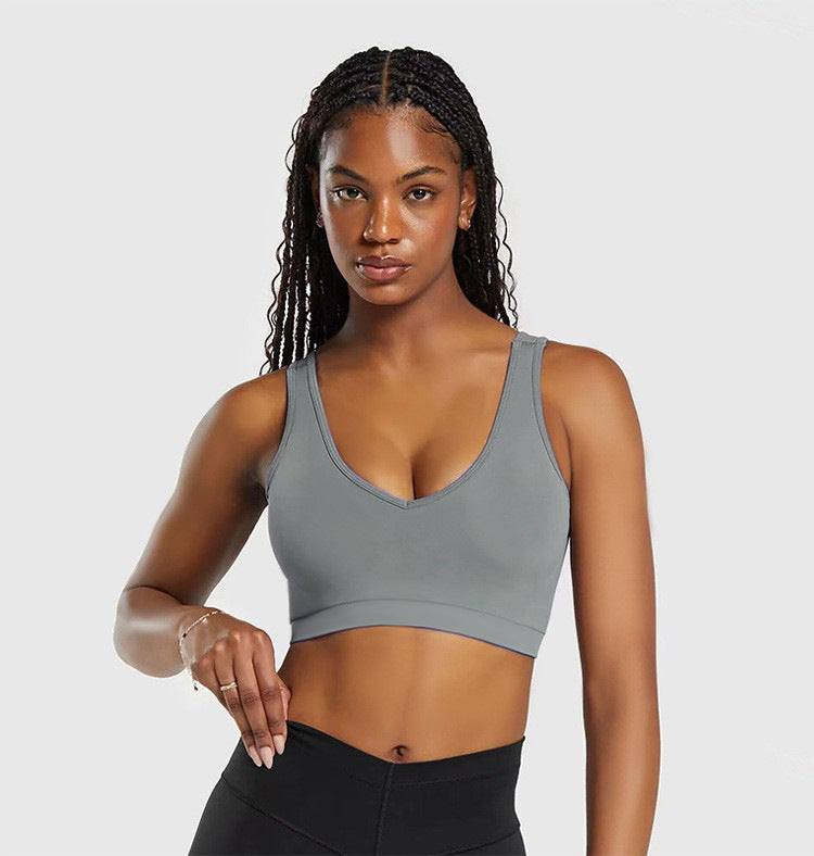 Chic Sports Bra with Padding Women's Short Yoga Top for Workout and Fitness