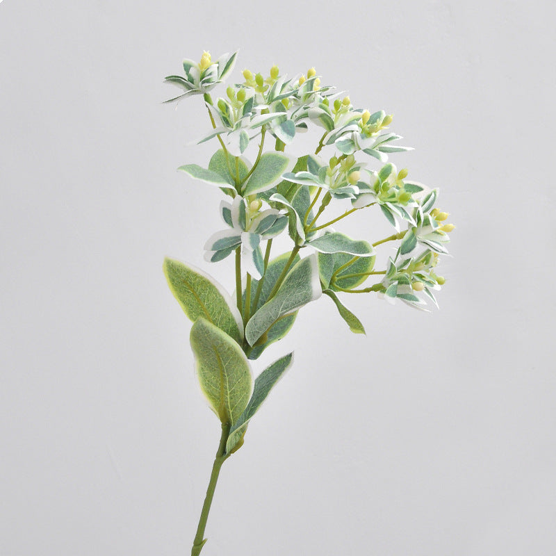 Realistic High-Altitude Snow-Covered Artificial Silver-Edge Green Leaf Plant - Perfect Home and Hotel Décor for a Touch of Nature