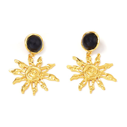 Unique Sunflower-Inspired Irregular Geometric Alloy Hollow Earrings – Stylish, Statement Jewelry for Women, Perfect for Any Occasion