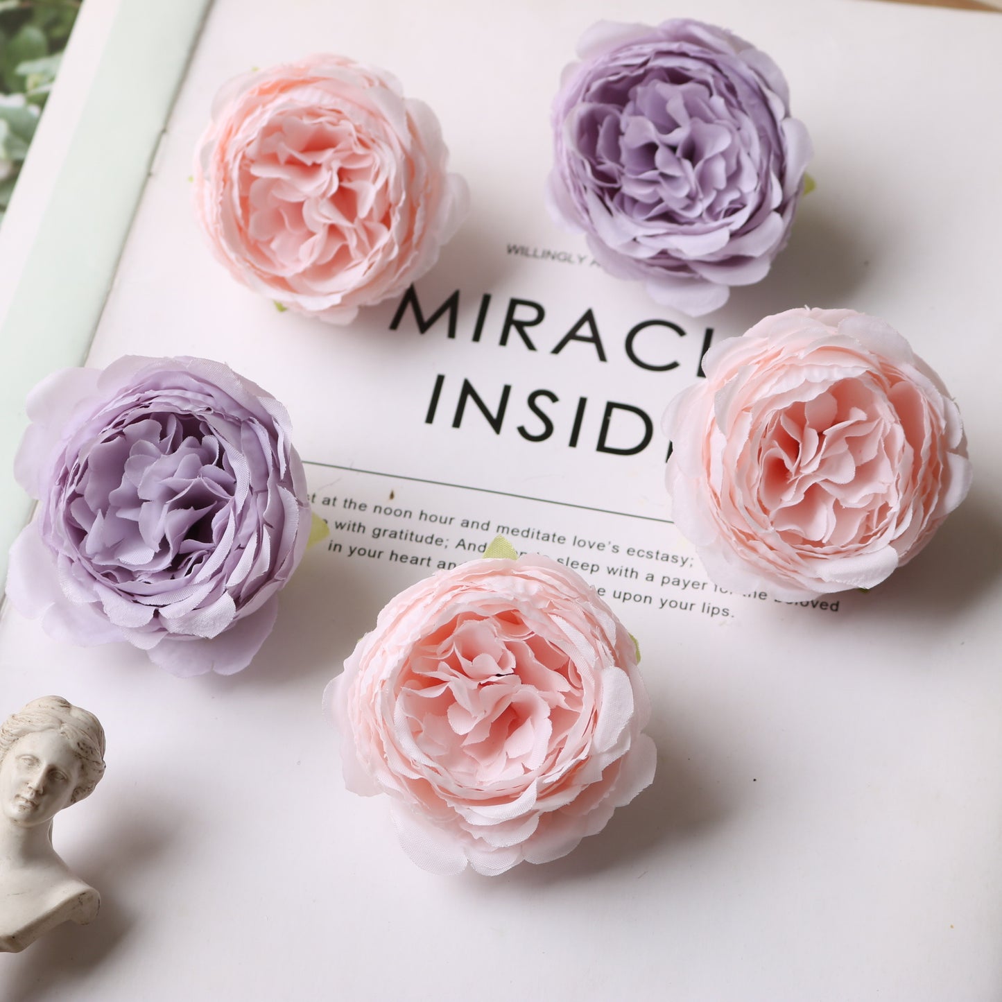 Beautifully Crafted Faux Rose Flower Headpieces - Deluxe Gift Box for Home Decor, Headwear and Crafting Projects