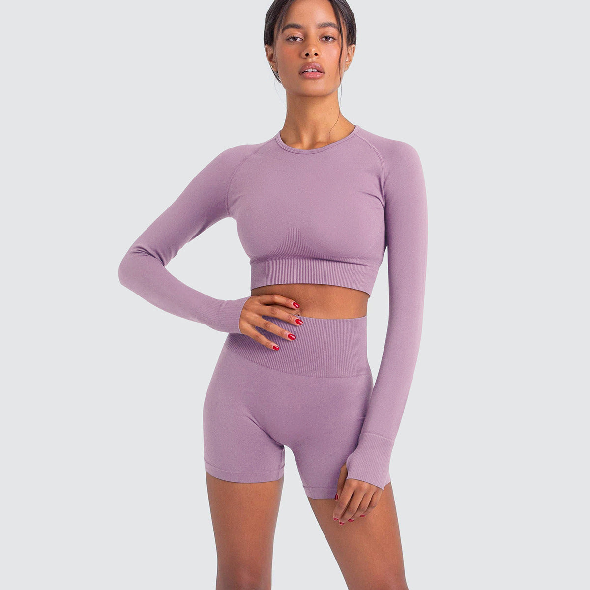 Seamless Yoga Set for Women Quick Dry Running Fitness Top with Butt Lifting Compression Shorts for Maximum Comfort and Style