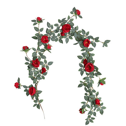 1.8m Austin Rose Vine Decorative Wall Hanging - Lifelike Artificial Flower Ivy for Concealing Air Conditioning Ducts and Enhancing Home Aesthetics