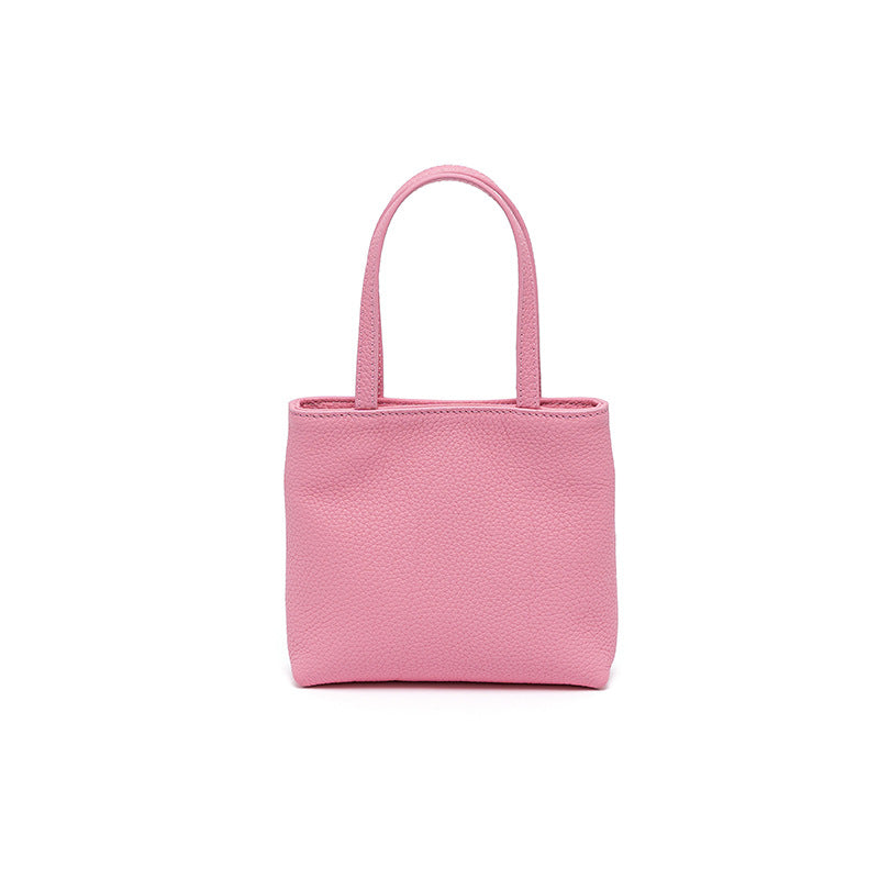 Genuine Leather Handbag with Metal Chain Chic Crossbody Bag for Women Fresh Spring Summer Style Small Square Purse