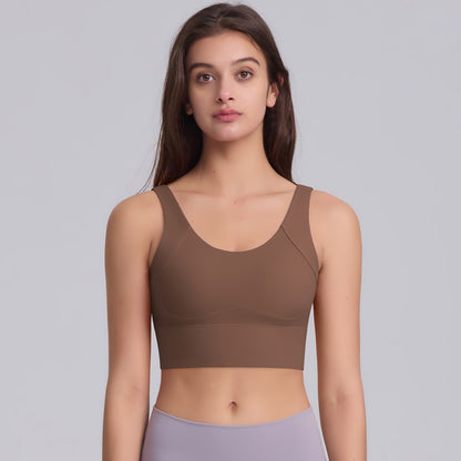 Solid Color Hollow Back Sports Bra with Button Closure for Pilates Yoga Running and Gym Workouts