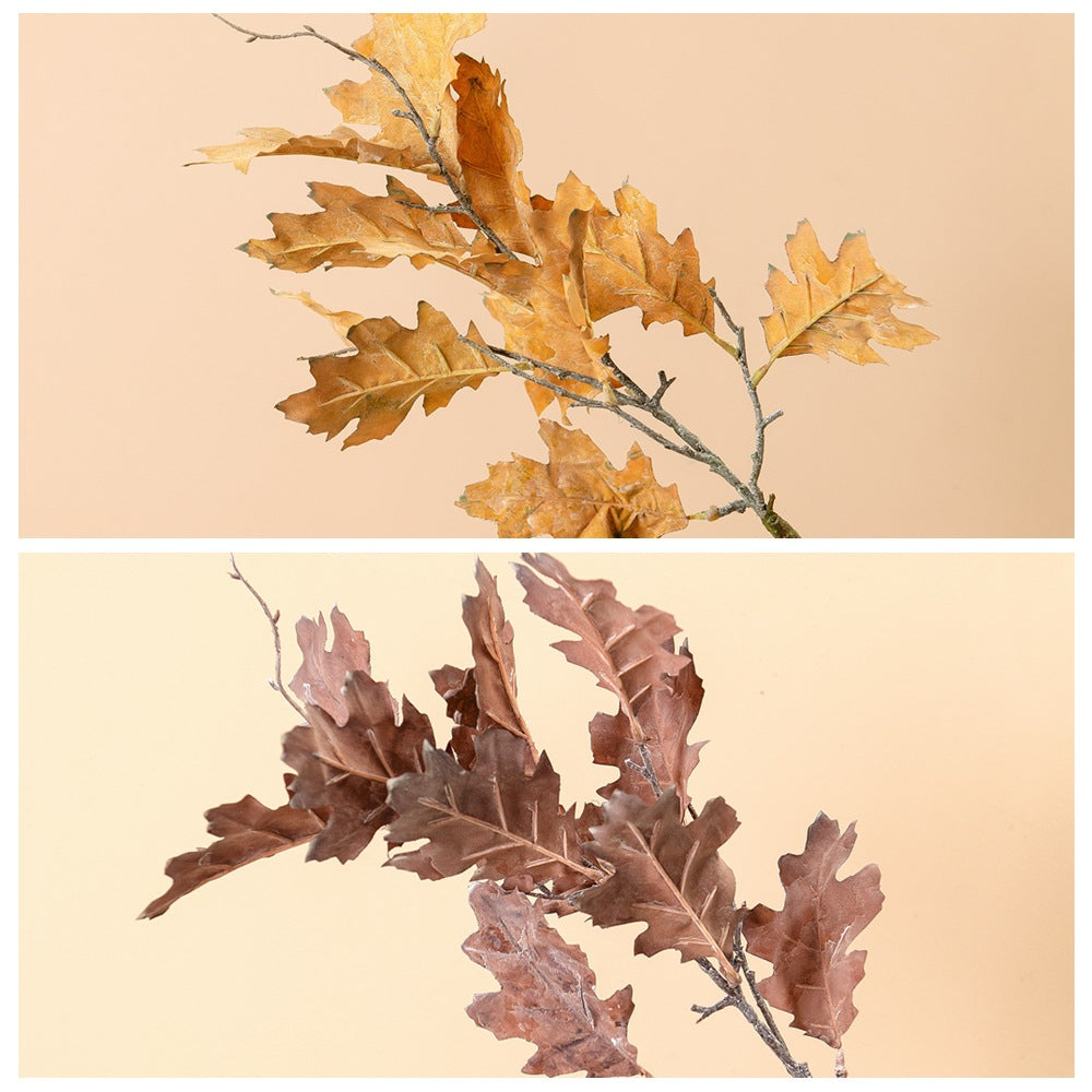 Elegant Dry Oak Leaf Home Decor - Stunning INS-Style Faux Floral Arrangement for Weddings & Events - MW82114