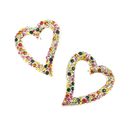 Chic Heart-Shaped Stud Earrings with Sparkling Rhinestones and Elegant Pearls – Available in 6 Stunning Colors for Every Occasion