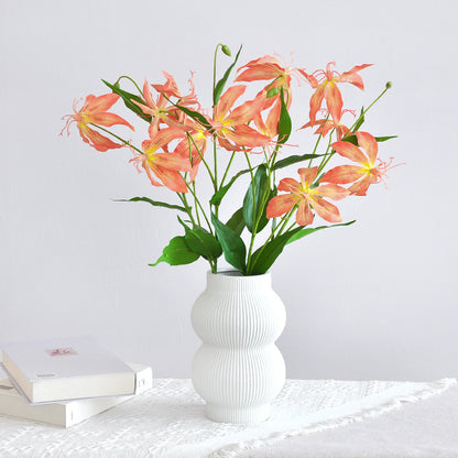 Stunning 3D Printed Real Feel Flame Lily Artificial Flower - Perfect Home Decor, Elegant Living Room Accent, Ideal for Weddings and Celebrations