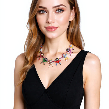 Unique Handmade Cartoon 3D Figurine Pearl-Inspired Charm Women's Choker Chain – Trendy & Whimsical Design for Standout Style