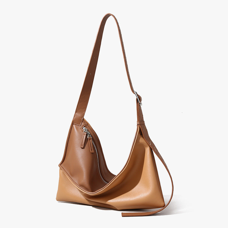 Imported Leather Underarm Bag Women's Crossbody Tote with Luxurious Feel Spacious Design and Minimalist Appeal for Commuters