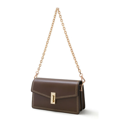 Chic Korean Genuine Leather Women's Crossbody Bag Chain Strap Shoulder Bag for a Sophisticated Look Minimalist Envelope Design for Commuting Everyday Use