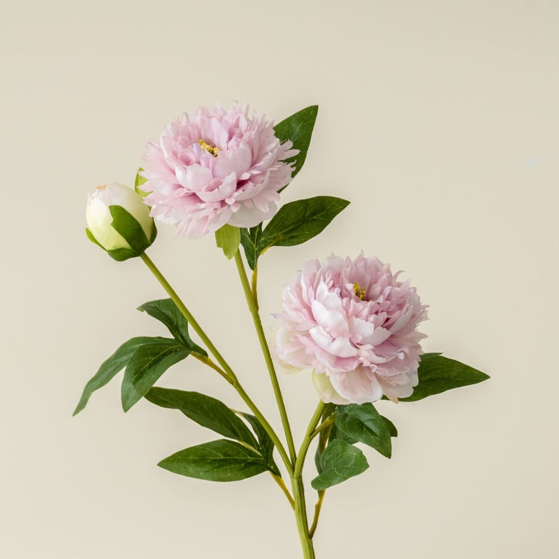 Elegant European-Style Single Stem 3-Head Peony and Peony Artificial Flowers for Home, Wedding Decoration, Photography, Floral Arrangements, and Stylish Display