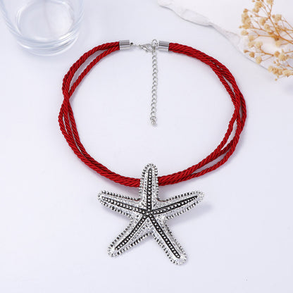 Stylish Vintage-Inspired Casual Ocean Vacation Alloy Starfish Pendant Necklace – Versatile and Perfect for Everyday Wear for Women
