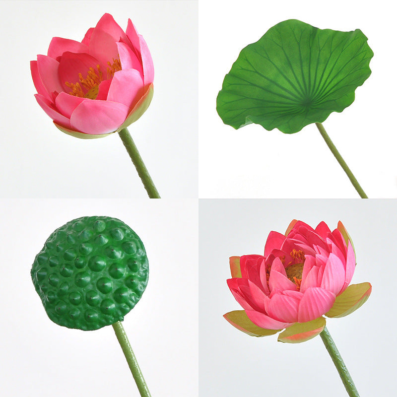 Realistic Lotus Flower Artificial Arrangement - Soft Silicone Faux Lotus with Lush Leaves for Stunning Home Décor, Wedding Centerpieces, and Garden Decorations