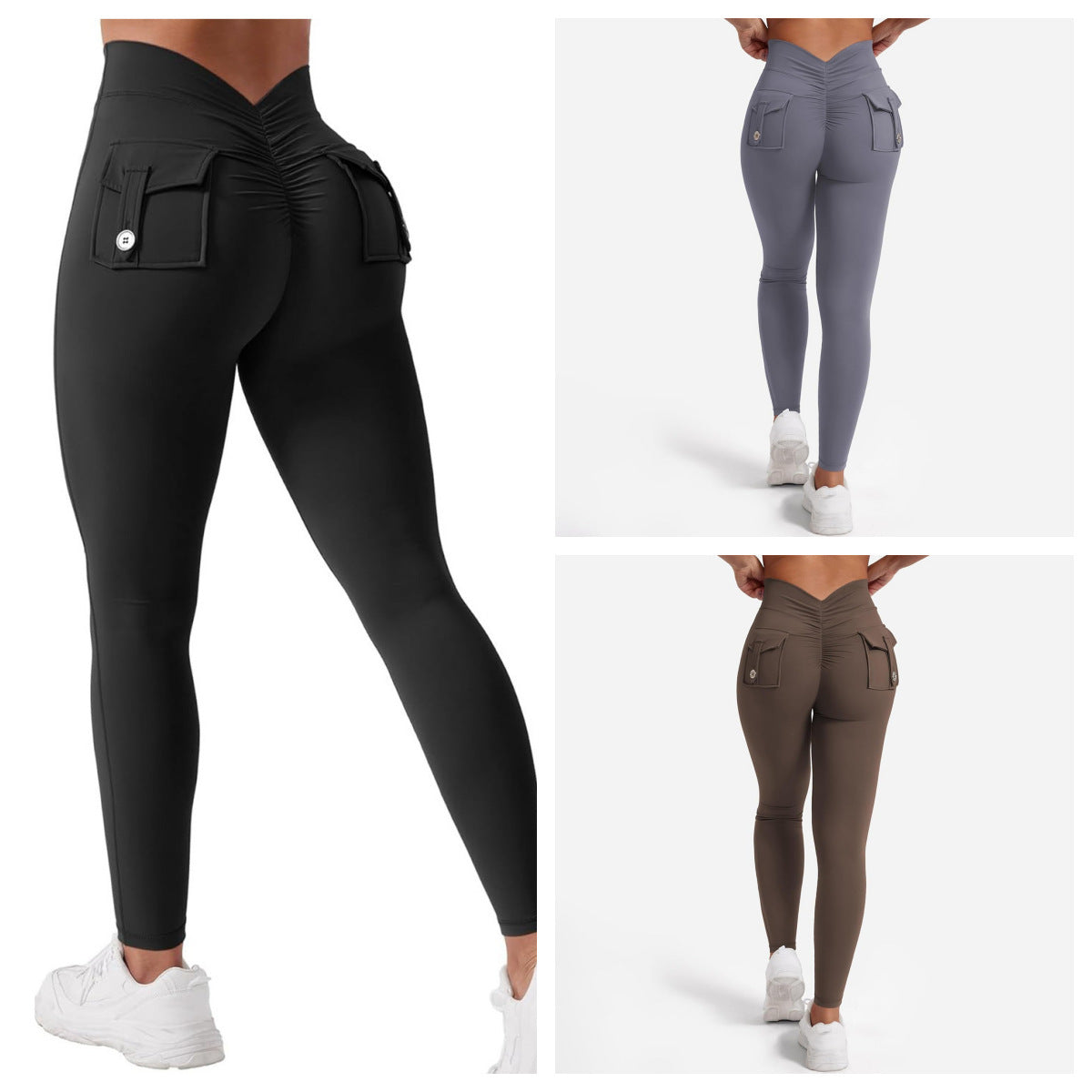 Seamless V Waist Yoga Pants with Pockets High Waisted Leggings for Women for Gym Outdoor Activities and Workouts