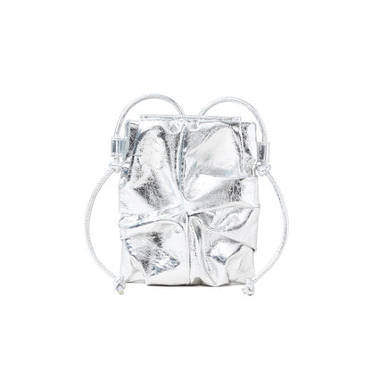 Elegant Spring Summer Genuine Leather Wrinkled Crossbody Bag for Women Unique Mini Design Minimalist Grain Cowhide Shoulder Bag