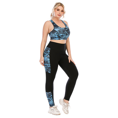 Plus Size Women's Fitness Outfit Set Yoga Suit with High Performance Leggings and Sports Bra for All Shapes and Sizes Model AU12061 AU12062